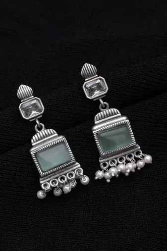 Pista green color oxidised earrings