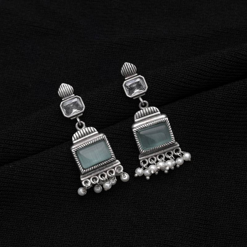 Pista green color oxidised earrings
