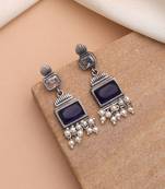 Blue color oxidised earrings