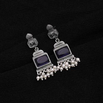 Blue color oxidised earrings 2