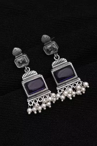 Blue color oxidised earrings