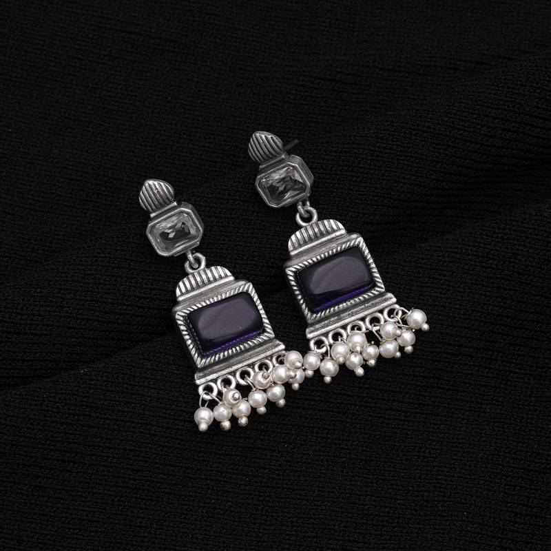 Blue color oxidised earrings
