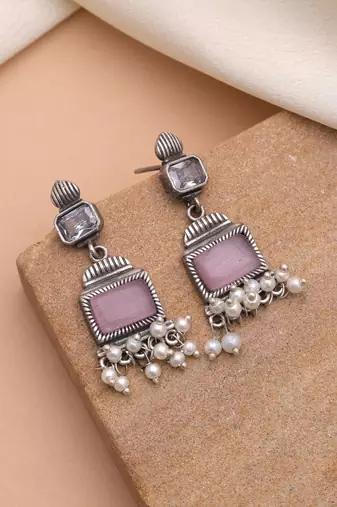 Light pink color oxidised earrings