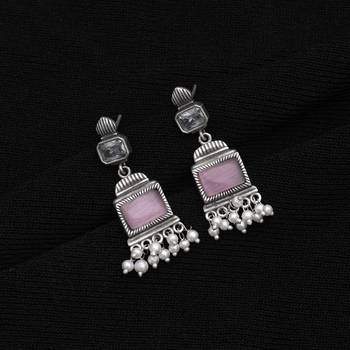 Light pink color oxidised earrings 2