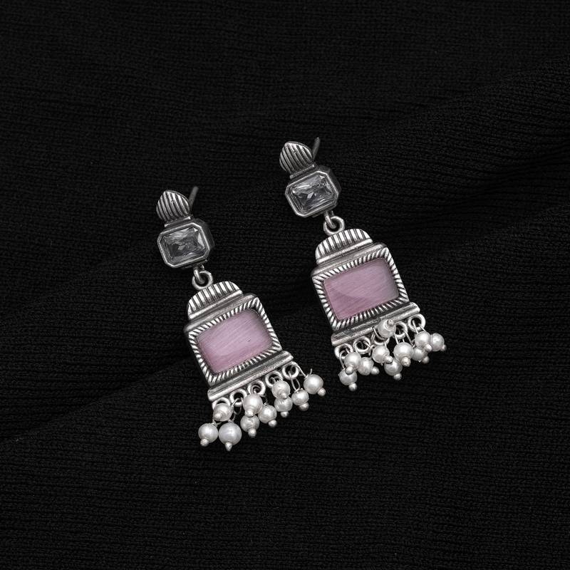Light pink color oxidised earrings