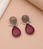 Maroon color dual tone oxidised earrings