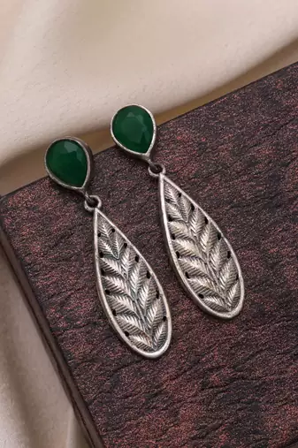 Green color oxidised earrings