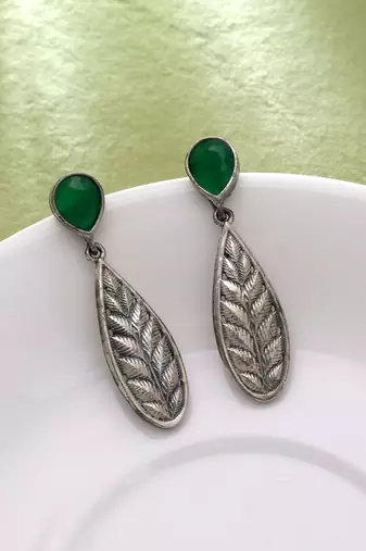 Green color oxidised earrings