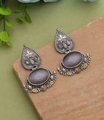 Grey color dual tone oxidised earrings