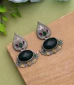 Green color dual tone oxidised earrings