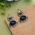 Green color dual tone oxidised earrings