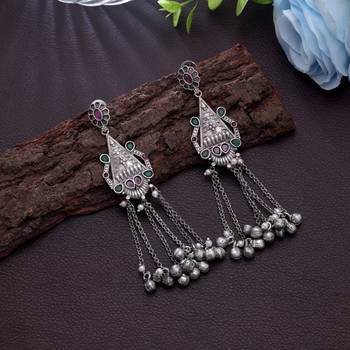 Rani & green color oxidised earrings 2