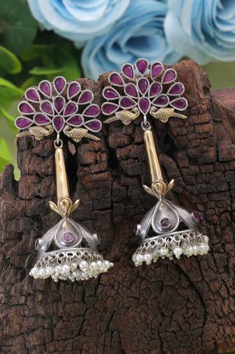 Rani color dual tone oxidised earrings