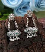 Green color oxidised earrings
