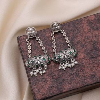 Green color oxidised earrings 2