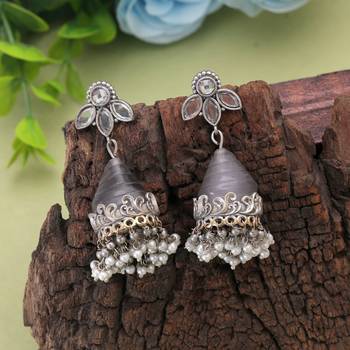 Grey color oxidised earrings 1