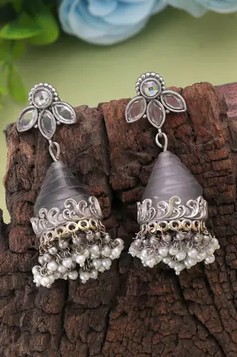 Grey color oxidised earrings