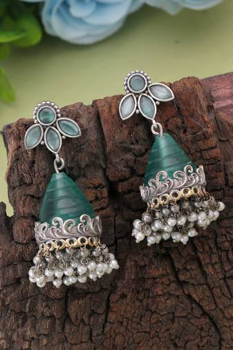 Rama green color oxidised earrings