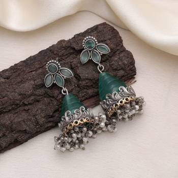 Rama green color oxidised earrings 2