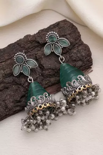 Rama green color oxidised earrings