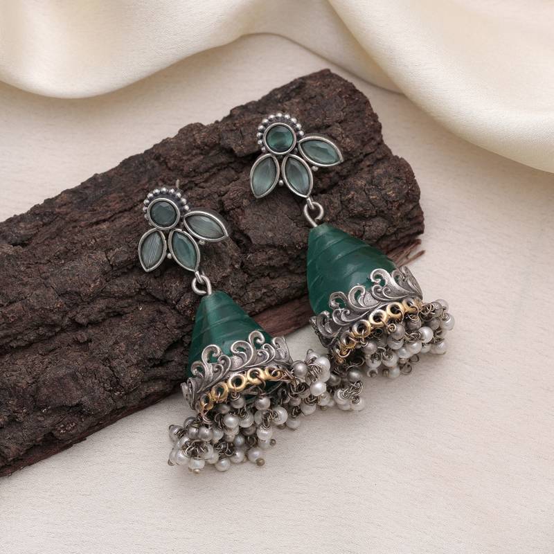 Rama green color oxidised earrings