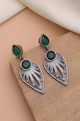Green color oxidised earrings