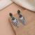 Green color oxidised earrings