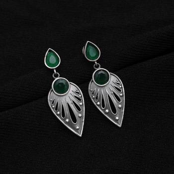 Green color oxidised earrings 2