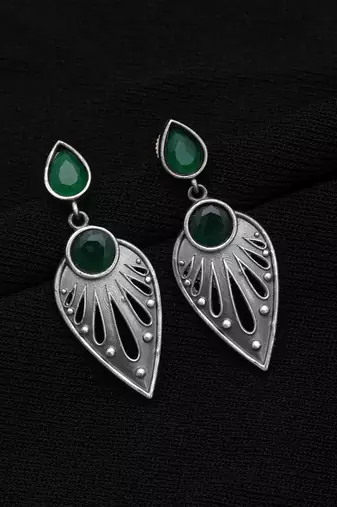 Green color oxidised earrings
