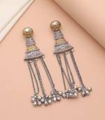 Gold & silver color dual tone oxidised earrings