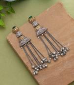Green color dual tone oxidised earrings