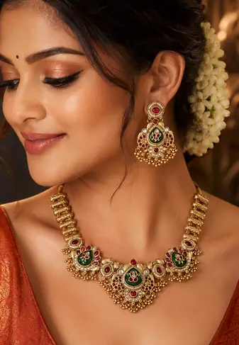 Ratnashraya Opulent Temple Necklace 
