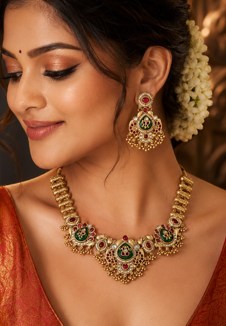 Ratnashraya Opulent Temple Necklace 
