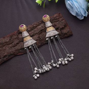 Rani color dual tone oxidised earrings 2