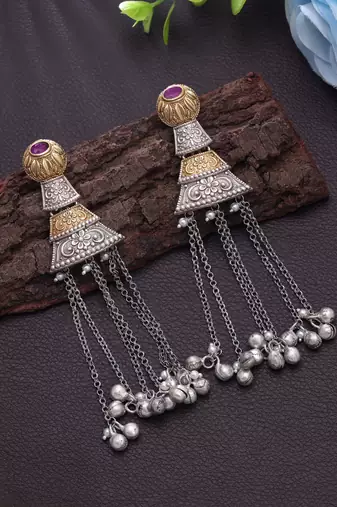 Rani color dual tone oxidised earrings