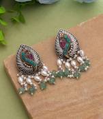 Green color oxidised earrings