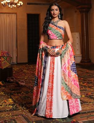 multicolor printed work crepe navratri lehenga choli 1