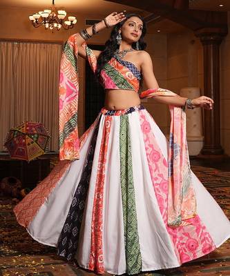 multicolor printed work crepe navratri lehenga choli 2