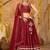Women's Maroon Silk Crepe Lace Work Semi Stiched Lehenga Choli With Dupatta
