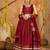 Women's Maroon Silk Crepe Lace Work Semi Stiched Lehenga Choli With Dupatta