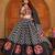 Women's Black Crepe Embroidery and Printed  Semi Stiched Lehenga Choli With Dupatta