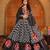 Women's Black Crepe Embroidery and Printed  Semi Stiched Lehenga Choli With Dupatta