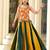 Women's Musterd & Green Cotton Embroidery and Printed  Semi Stiched Lehenga Choli With Dupatta