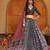 Women's Black Crepe Printed Work Semi Stiched Lehenga Choli With Dupatta