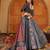 Women's Black Crepe Printed Work Semi Stiched Lehenga Choli With Dupatta