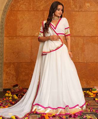 white lace work georgette navratri lehenga choli 1