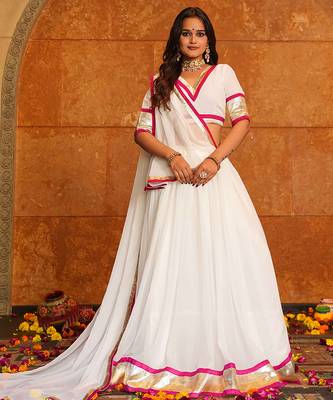 white lace work georgette navratri lehenga choli 2