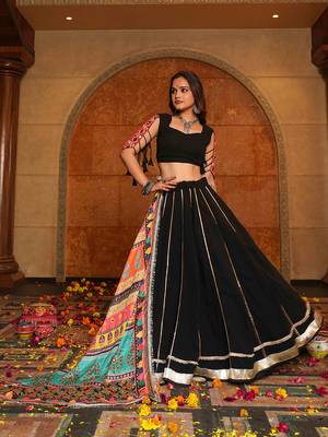 black georgette printed navratri lehenga set  2