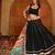 Women's Black Georgette Embroidery and Printed  Semi Stiched Lehenga Choli With Dupatta