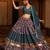 Women's Teal Crepe Printed Work Semi Stiched Lehenga Choli With Dupatta